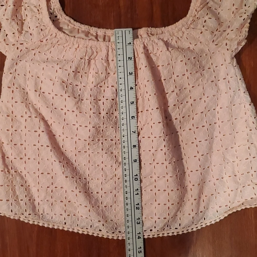 Everly Crop Top Womens Size S Eyelet Lace Pink summer Whimzie Cotton